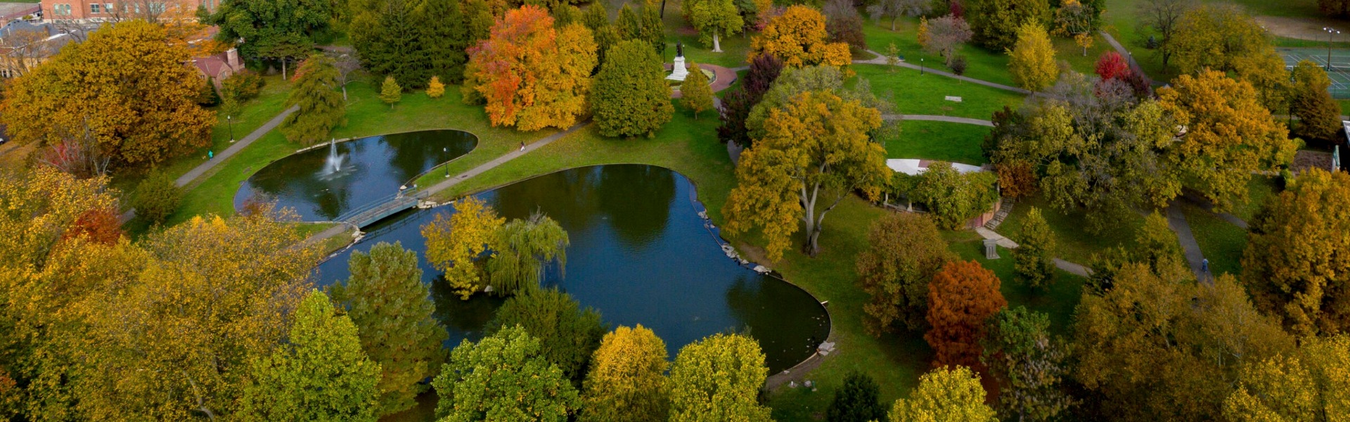Aerial view of Schiller Park in early fall