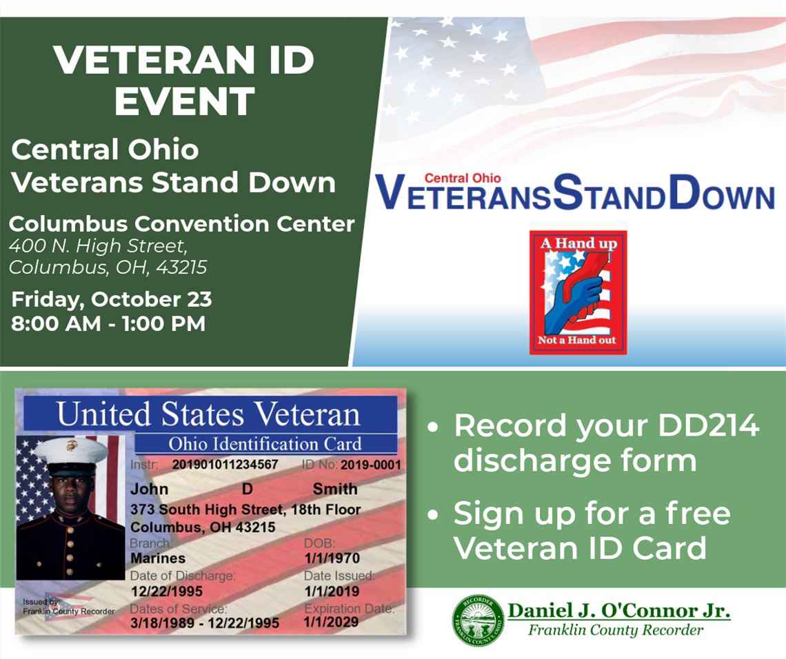 Veteran ID Event reminder graphic for Central Ohio Veterans Stand Down