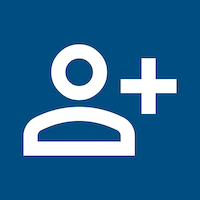 Decorative icon of person with plus symbol